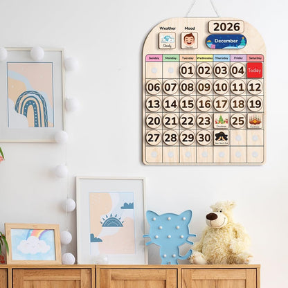 TinyKidz Wooden Calendar - Educational Learning Tool for Kids | Preschool & Toddler Size