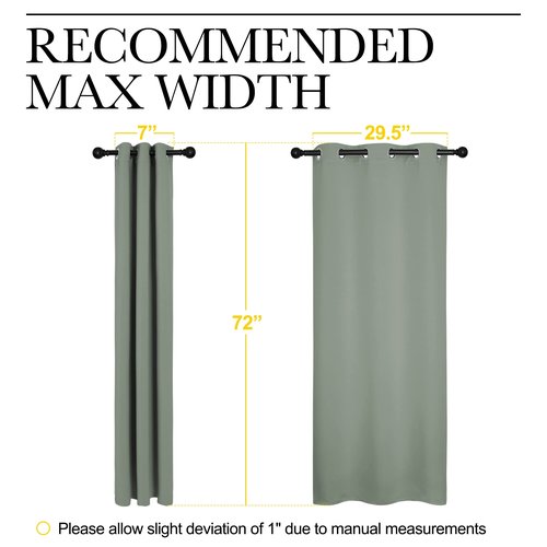 NICETOWN Bedroom Curtain Panels Blackout Draperies, Thermal Insulated Solid Grommet Blackout Curtains/Drapes (Greyish Green, 1 Pair, 34 by 72-inch)