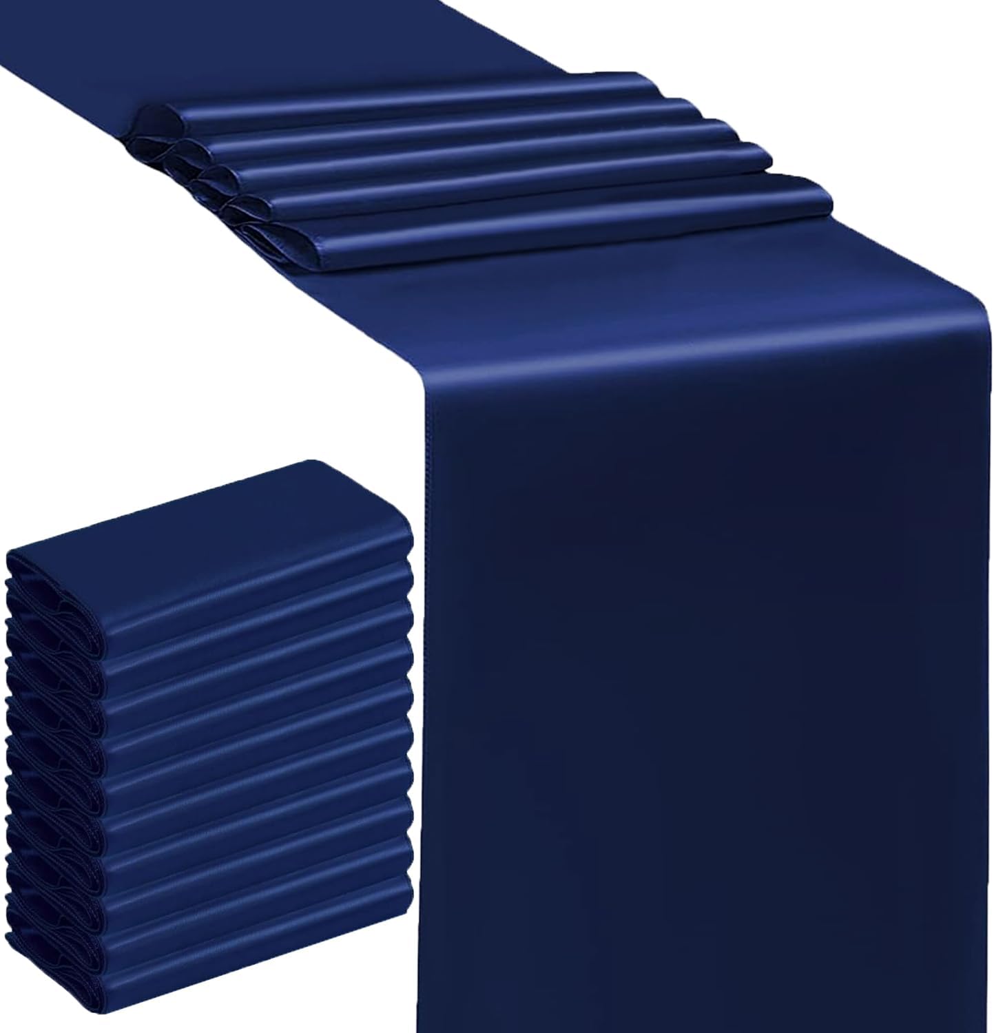 Skiennix Satin Navy Blue Table Runners - 10 Pack | 12 x 108 Inches for Weddings & Events