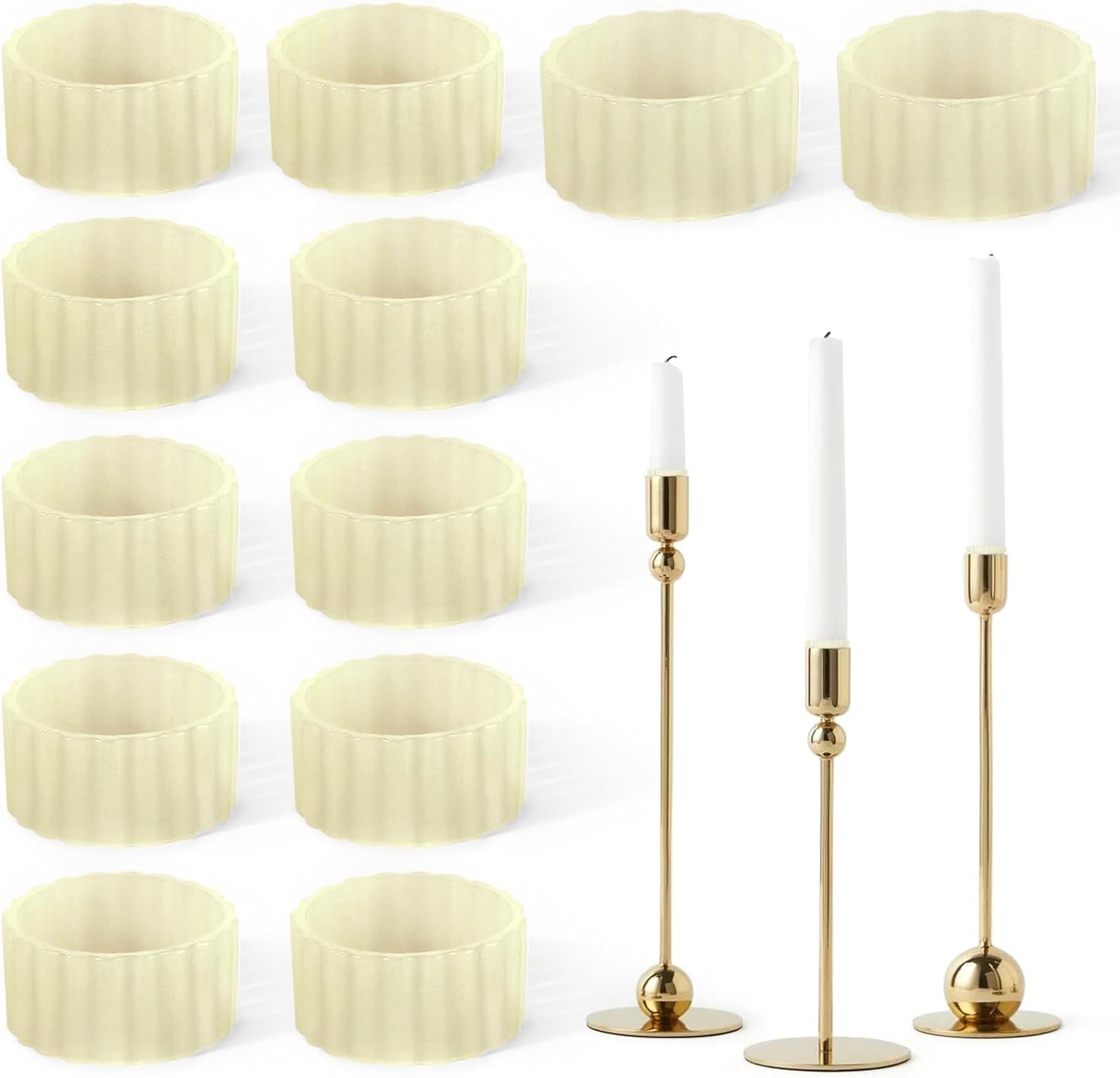 Skiennix Silicone Candle Grippers - 12 Pack Flexible Holders for Taper Candles | Fits 3/4 Inch Diameter