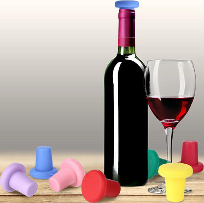 Yookeer 8 Pcs Wine Stoppers Silicone Beer Bottle Sealer Stoppers Glass Bottles Corks Beverage Beer Champagne Wine Storage Keep Fresh Tools for Wedding Party Christmas Supplies(Rainbow)