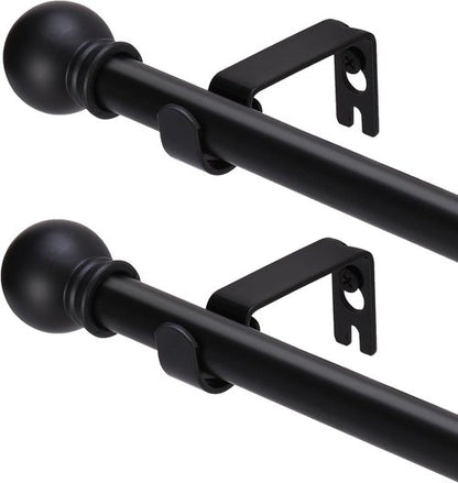 GXOACKJ Black Curtain Rods - Heavy Duty Metal Set for Windows 32 to 62 Inches | 5/8 Inch Diameter