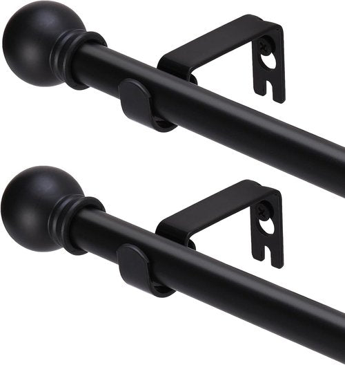 GXOACKJ Heavy-Duty Black Curtain Rods - 2 Pack for Windows 66 to 120 Inches | 5/8 Inch Metal Design