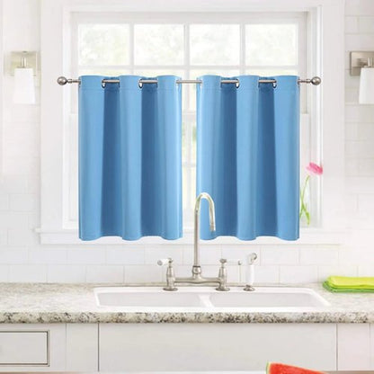 ChrisDowa Small Window Curtains - Grommet Thermal Insulated Room Darkening Panels | Sky Blue, 52 x 36 Inch