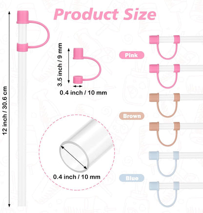 Stanley 6 Reusable Straws with Cover Cap - Perfect Replacement for 40oz Tumbler Accessories