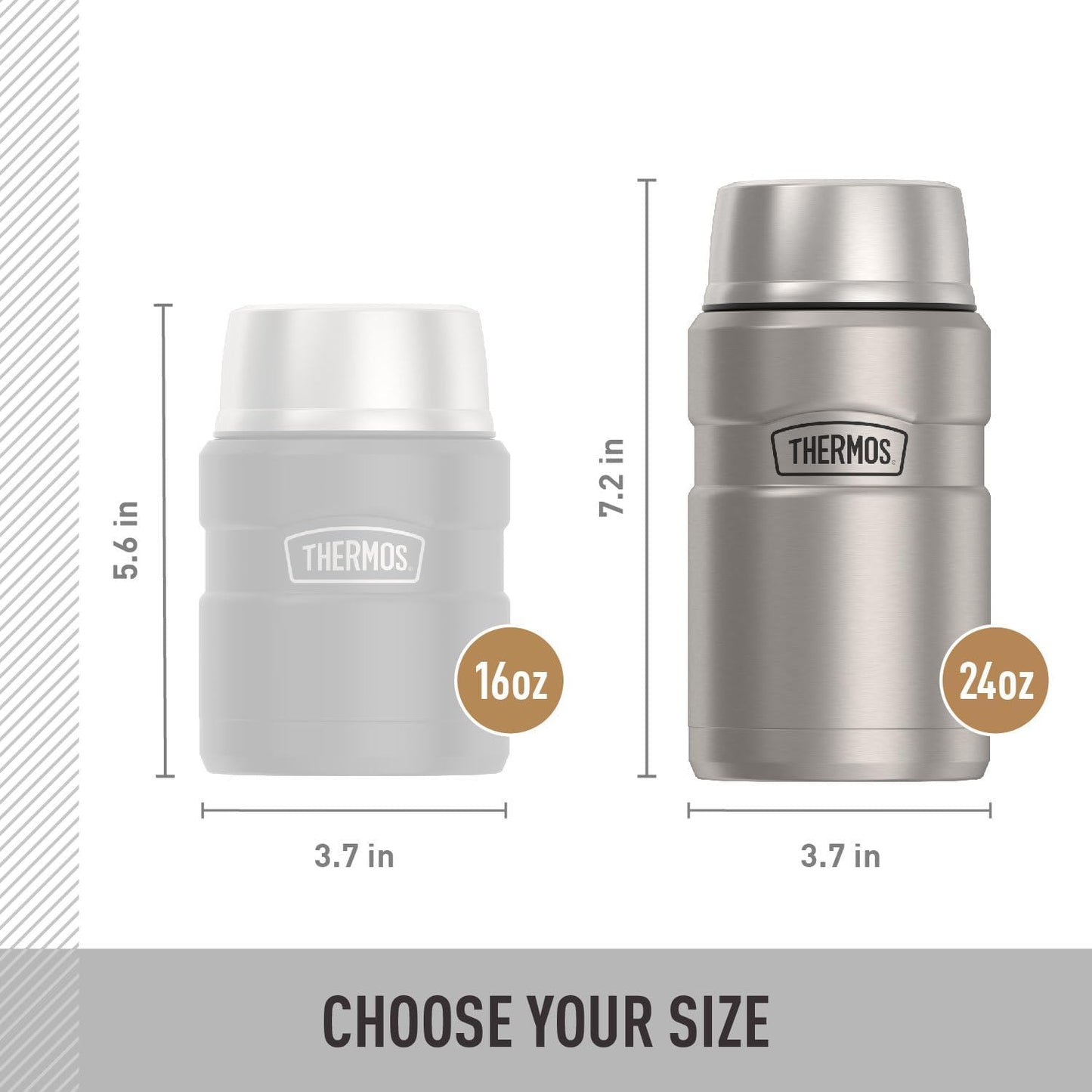 THERMOS Stainless King Vacuum-Insulated Food Jar - 24 Ounce Capacity, Matte Steel Finish