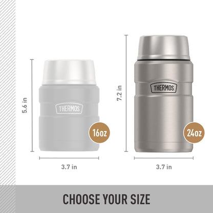 THERMOS Stainless King Vacuum-Insulated Food Jar - 24 Ounce Capacity, Matte Steel Finish
