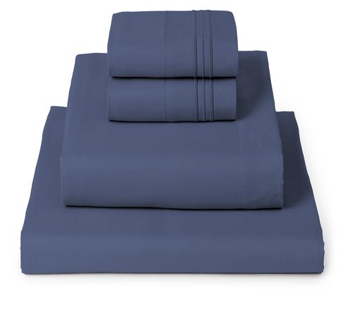 Mellanni Full Sheets Set - 4 PC Iconic Collection Bedding - Hotel Luxury, Extra Soft, Cooling Bed Sheets - Wrinkle, Fade, Stain Resistant (Full, Blue Nova)