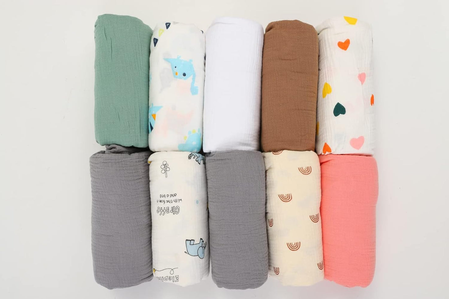 Onacosht Muslin Crib Sheets - Soft 100% Cotton Fitted Sheets for Standard Toddler Crib | 2-Pack in Grey & Green