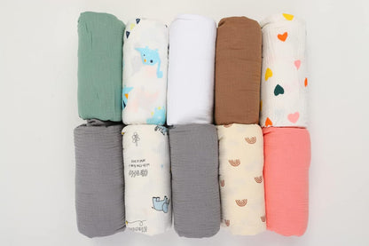 Onacosht Muslin Crib Sheets - Soft 100% Cotton Fitted Sheets for Standard Toddler Crib | 2-Pack in Grey & Green