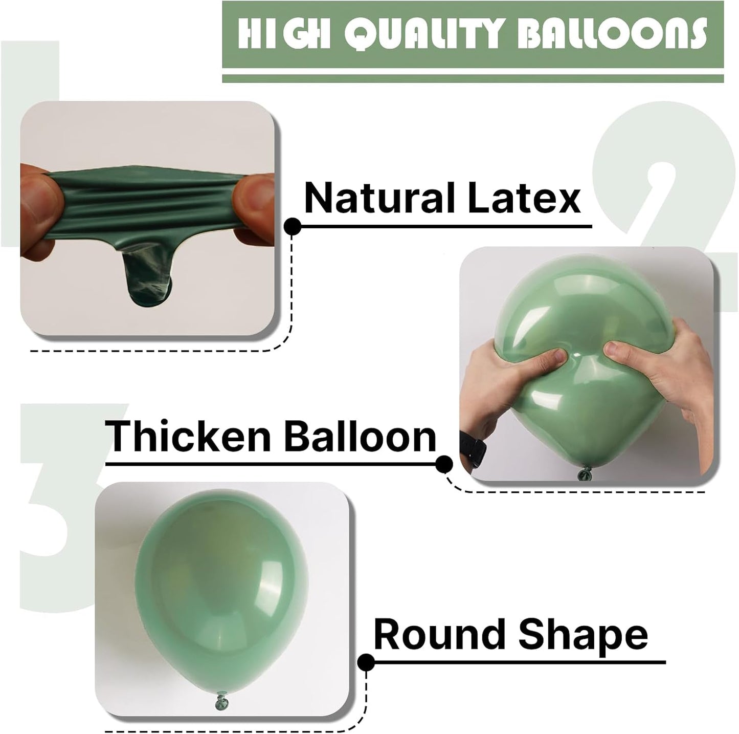 PartyWoo Dusty Green Balloons - 50 Pcs 5-Inch Mini Matte Sage Olive Latex for Weddings & Events