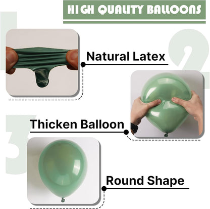 PartyWoo Dusty Green Balloons - 50 Pcs 5-Inch Mini Matte Sage Olive Latex for Weddings & Events