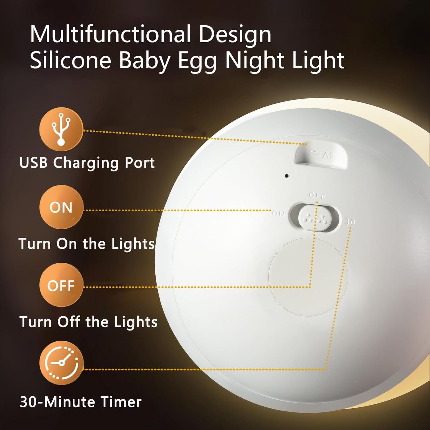 Skiennix Egg Night Light - 7 Color Changing Portable Lamp with 30-Minute Timer | Custom Hand-Painted Design for Kids' Nursery