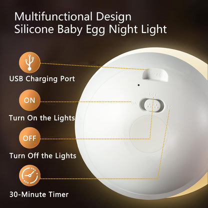 Skiennix Egg Night Light - 7 Color Changing Portable Lamp with 30-Minute Timer | Custom Hand-Painted Design for Kids' Nursery