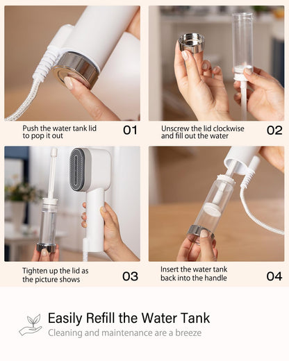 VASSON Steamer for Clothes, Handheld Clothes Steamer, 1000W Portable Fabric Steamer, 15-Second Ultra-Fast Heat Up, Ceramic Heating Steam, for Home Use and Travel