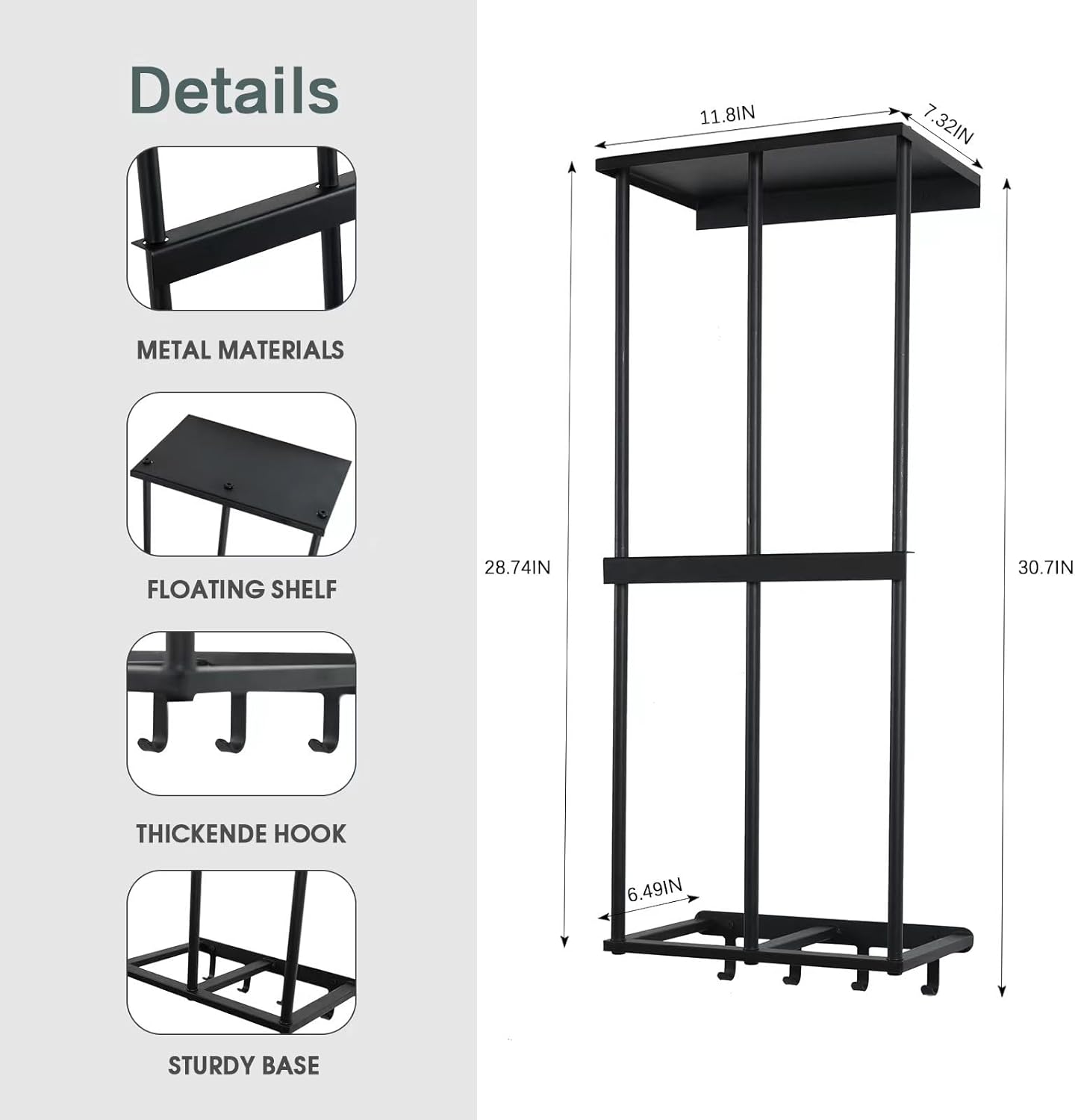 Skiennix Camping Chair Rack - Wall-Mounted Metal Organizer with 4 Hooks for Garage Storage