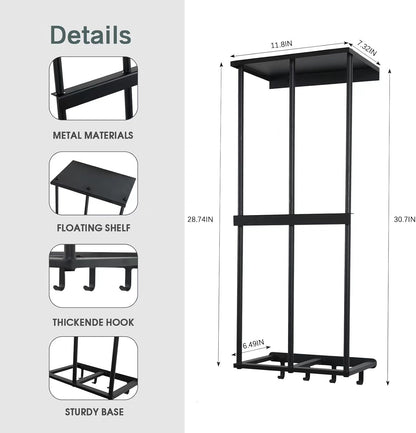 Skiennix Camping Chair Rack - Wall-Mounted Metal Organizer with 4 Hooks for Garage Storage
