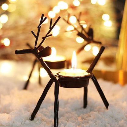 BestAlice Reindeer Tealight Holders - 2 Pack Metal Christmas Candle Holders for Holiday Decor
