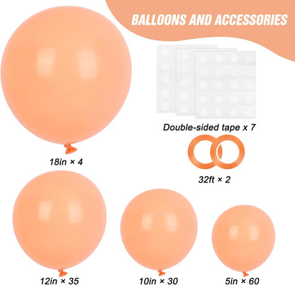 RUBFAC Peach Balloon Garland Kit - 129pcs Latex Balloons in Light Orange & Blush Pink | Perfect for Weddings, Showers & Birthdays