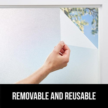 Gorilla Guard Window Privacy Film, Removable Two Way Sun Blocking, Reusable No Residue Stickers, Strong Static Clings to Glass Windows, Decorative Bathroom Door Coverings, 17.5 x 78.7 Inch, Frosted