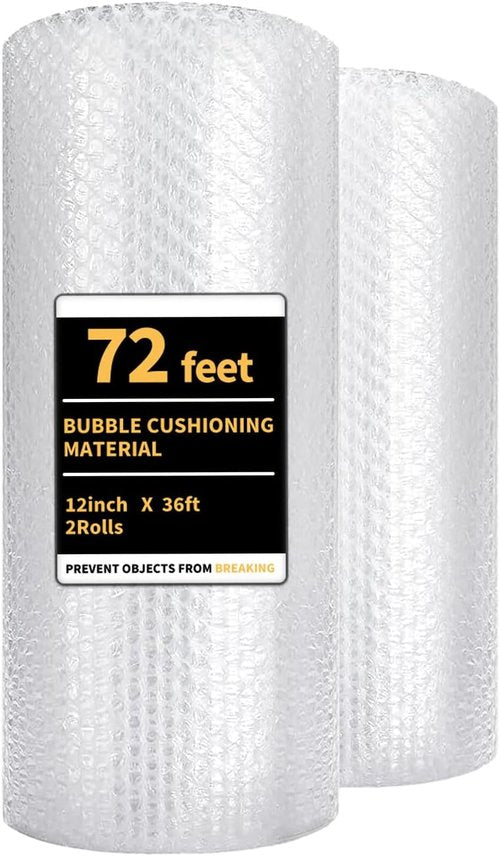 Bubble Cushioning Wrap - 2 Pack 12 Inch x 72 ft | Perforated for Easy Packing & Shipping