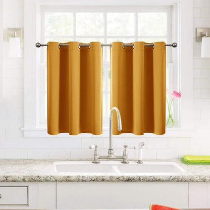 ChrisDowa Small Window Curtains - Grommet Thermal Insulated Room Darkening Panels (Mustard Yellow, 52 x 36 Inch)