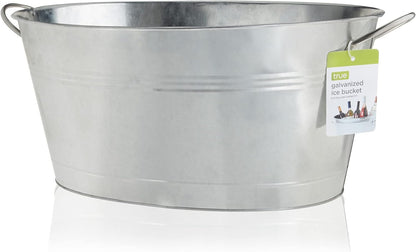 True Galvanized Tub, Large Ice Buckets for Parties, Beverage Cooler for Beer, Wine, Soda, Bottled Water, Rustic Beverage Tub, Drink Bucket for Indoor & Outdoor Party, 6.3 Gal (23.8 Liters), Set of 1