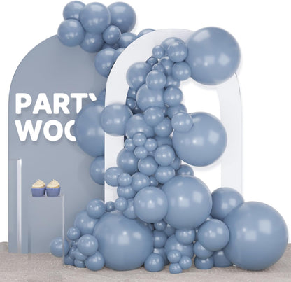 PartyWoo Dusty Blue Balloons - 120-Piece Pack with 18, 12, 10, 5 Inch Sizes | Boho Neutral Decor for Baby Showers & Graduations