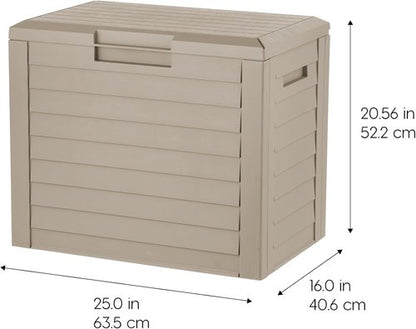 IRIS USA 35-Gallon Outdoor Storage Box - Lockable, UV-Protected & Weather-Resistant | Stylish Beige Design for Cushions & Garden Tools