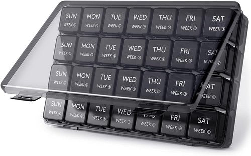 Lifewit Pill Organizer - 28-Day Vitamin Case with Large Compartments | Black Medicine Storage Solution