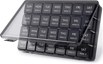 Lifewit Pill Organizer - 28-Day Vitamin Case with Large Compartments | Black Medicine Storage Solution