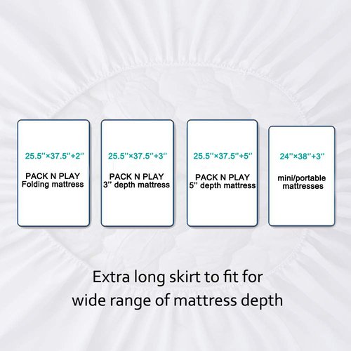Pack and Play Mattress Pad Sheets Waterproof 2 Pack, Quilted Pack and Play Mattress Protector Cover Fitted Fits for Graco Pack n Play Playard Mattress/Playpen Mattress, White, 39" x 27"