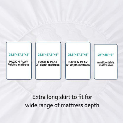 Pack and Play Mattress Pad Sheets Waterproof 2 Pack, Quilted Pack and Play Mattress Protector Cover Fitted Fits for Graco Pack n Play Playard Mattress/Playpen Mattress, White, 39" x 27"