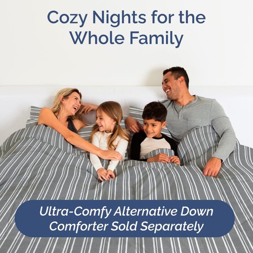 Full XL Bed Sheet - 4 Piece Full XL Bed Sheets Set - Soft, Breathable & Cooling - Hotel Luxury Bedding for Women, Men, Kids, Teens, Boys & Girls - Deep Pockets, Fade and Wrinkle Free - Grey Stripes
