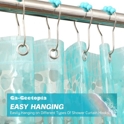 Ga-Geetopia EVA Teal Thin Shower Curtain Liner, Pebble Pattern 72x72 Inch Lightweight Plastic Bathroom Shower Showroom Inner Curtain with Rustproof Metal Grommets and Weighted Magnets(NO Hooks)