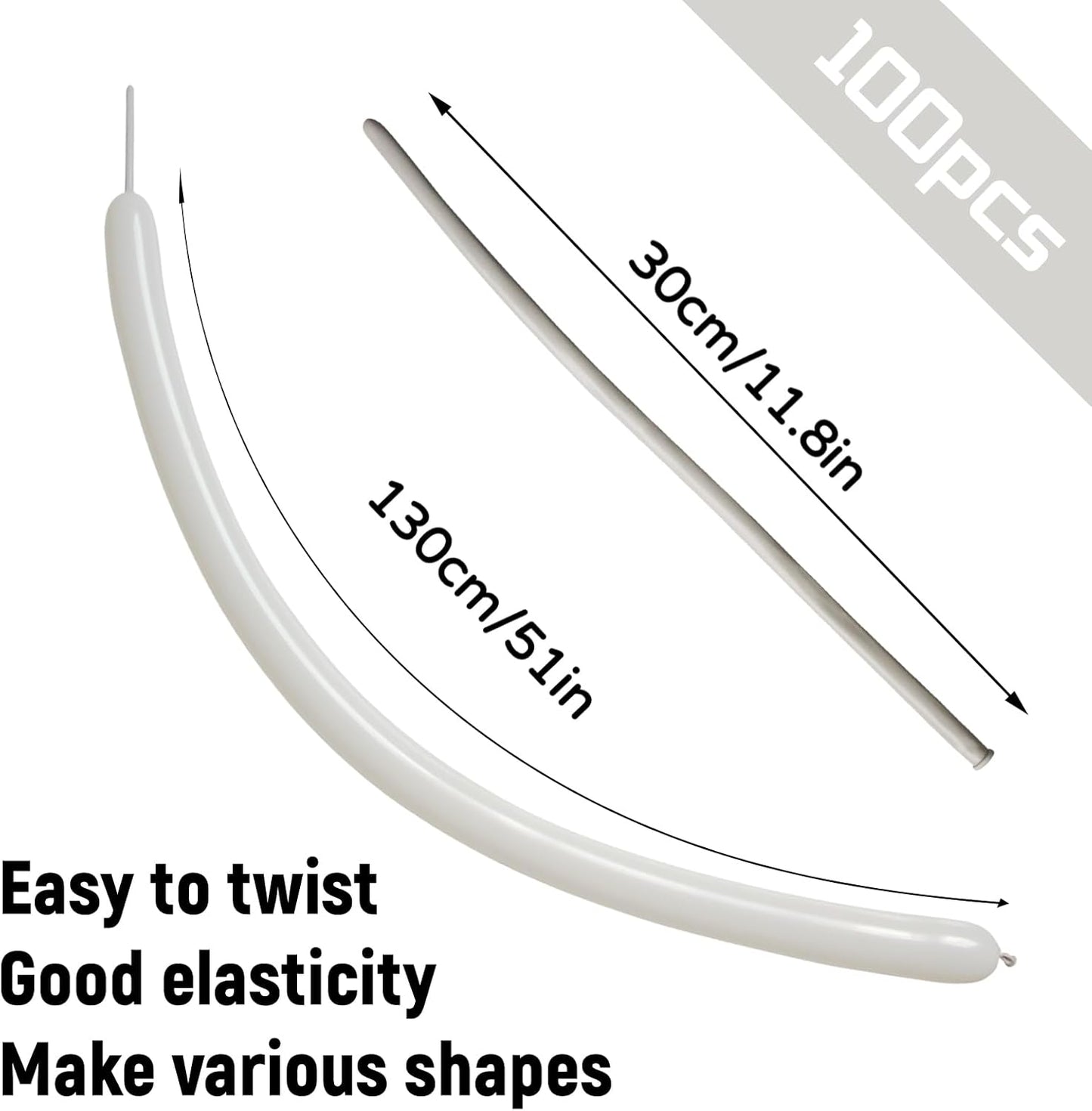 Skiennix 100Pcs Sand White 260Q Balloons - Thick Latex Twisting Balloons for Animal Models & Events