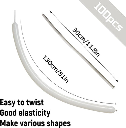 Skiennix 100Pcs Sand White 260Q Balloons - Thick Latex Twisting Balloons for Animal Models & Events