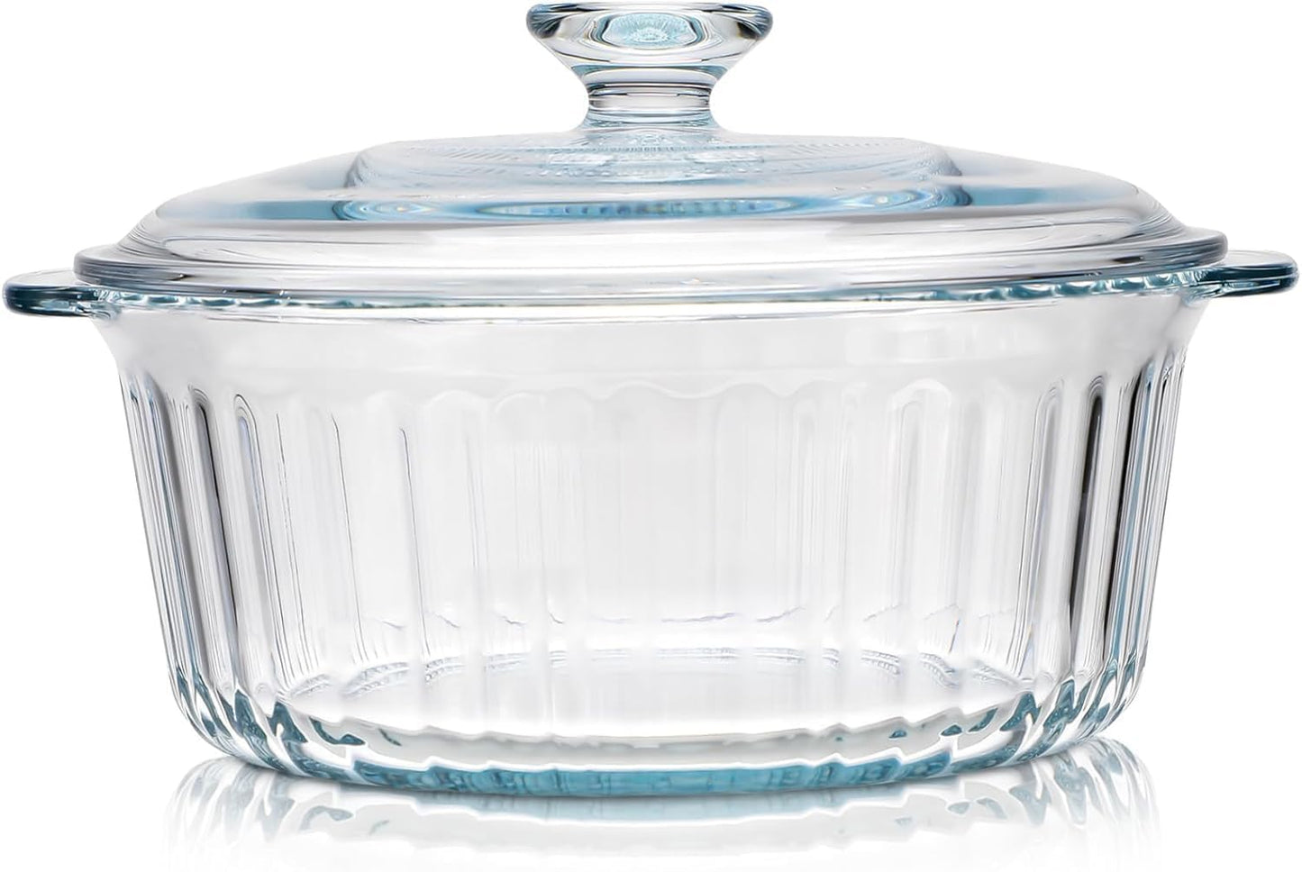 Skiennix Round Glass Casserole Dish - Borosilicate Glass with Lid | 1.6QT Oven Safe Small Size
