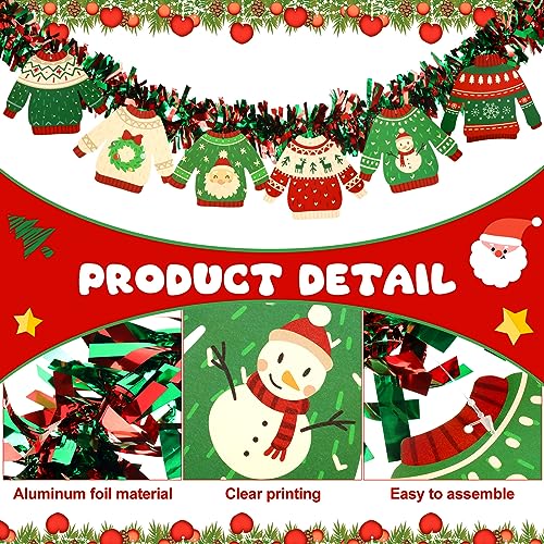 Christmas Tinsel Garland Pack - 39.4ft Festive Holiday Decor for Ugly Sweater Party