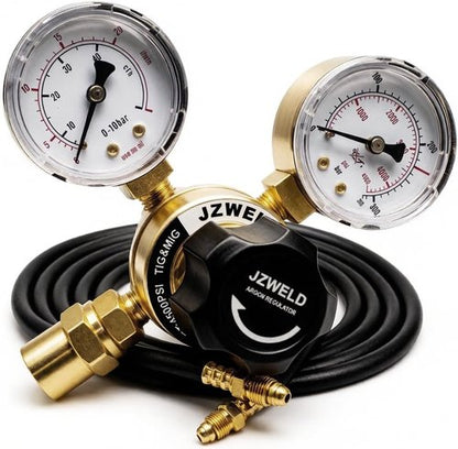 American Standard Welding Argon Regulator with 6.6 Feet Gas Hose, Argon Gauges Gas Welding Regulator For TIG And MIG, CGA580 Inlet Connection, 0-4500PSI