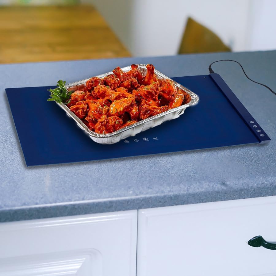 Tailgate Heroes Premium Electric Food Warming Mat - Extra Large Silicone Warming Mat for Food with Adjustable Heat & Timer, Sturdy Design, Fast Heating, Portable Roll Up Warming Mat