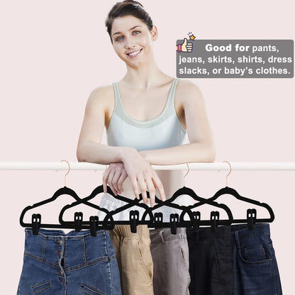 TOFIIGREM Velvet Hangers - 40 PCS Black Clips for Pants, Skirts & Baby Clothes | Durable & Non-Slip
