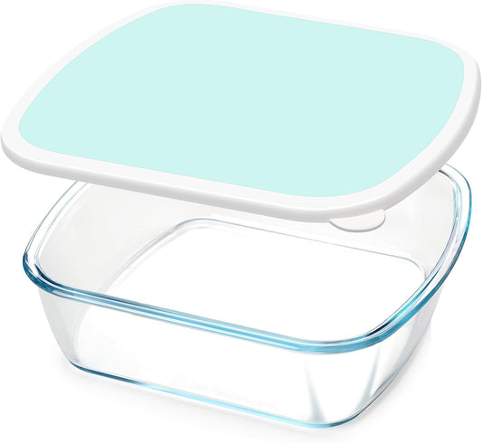 NUTRIUPS Glass Baking Dish - BPA-Free Lid & Square Design - Mint Green, 9 x 9 Inches