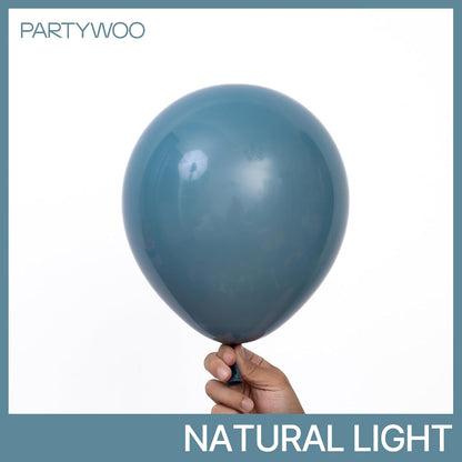 PartyWoo Slate Blue Balloons - 100-Piece Pack | 18, 12, 10, 5 Inch Sizes for Baby Shower & Birthday Decorations