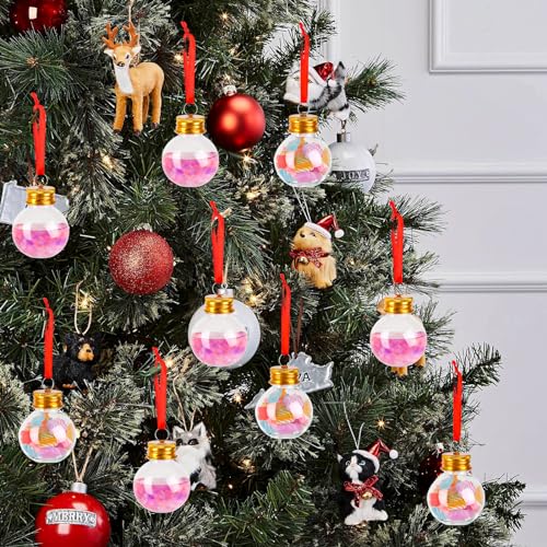 50ml Christmas Booze Balls Set - Fillable Holiday Tree Ornaments, Clear Plastic