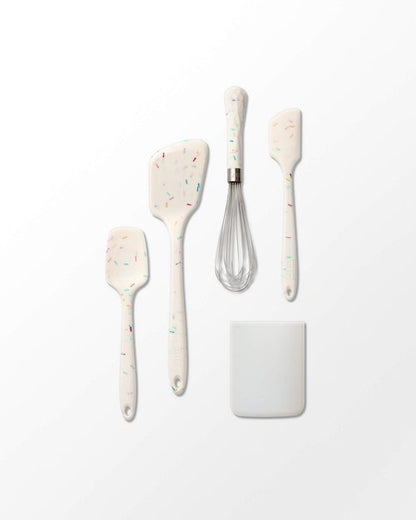GIR: Get It Right Premium Silicone Utensil Set - Non-Stick Heat Resistant Kitchen Cooking and Serving Utensils - Silicone Spatula, Flip/Turner, Spoonula, Whisk, and Storage Container- Sprinkle