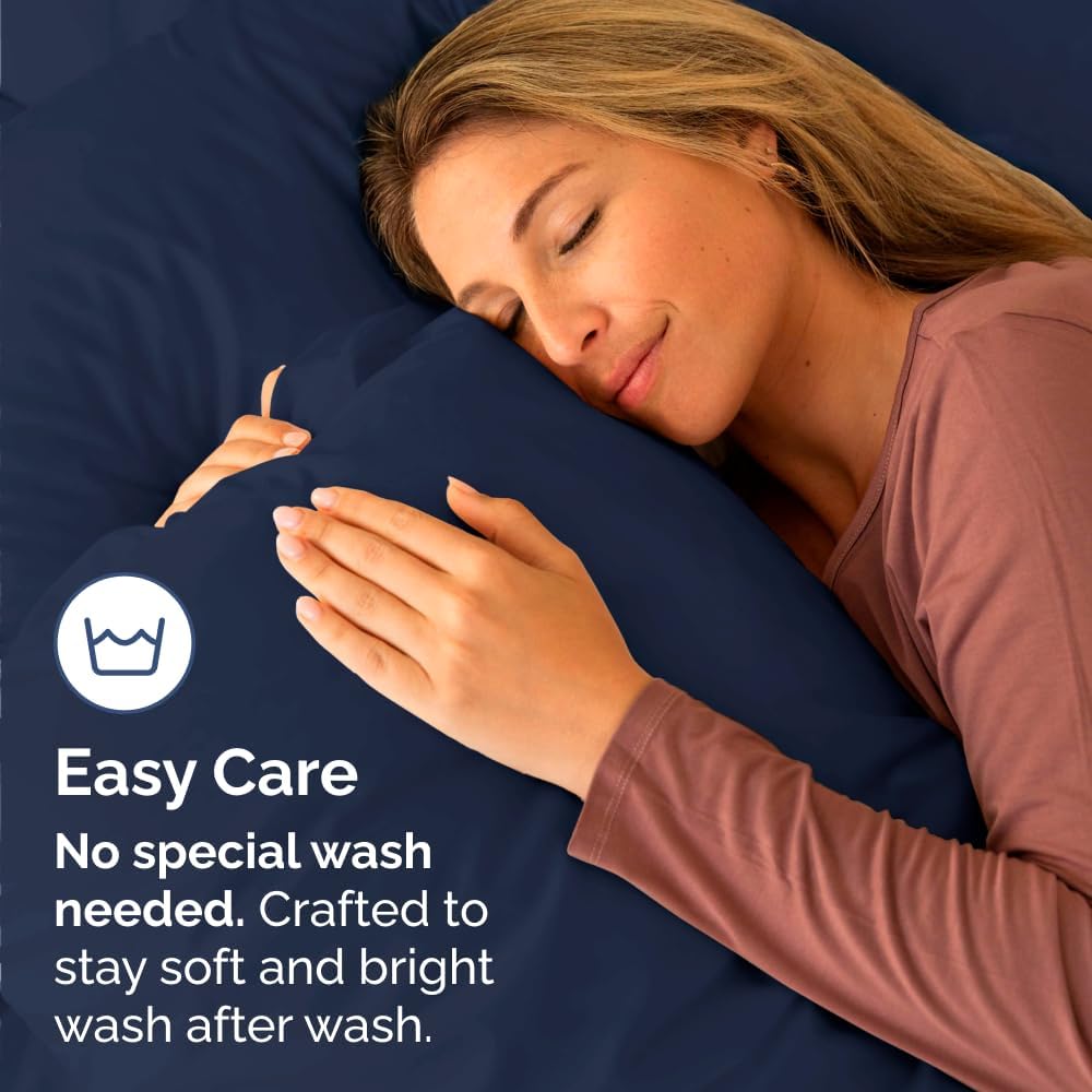 Skiennix Body Pillowcases Set of 4 | Soft, Breathable 20x54 Long Pillow Covers - Navy Blue, Machine Washable