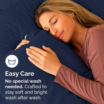 Skiennix Body Pillowcases Set of 4 | Soft, Breathable 20x54 Long Pillow Covers - Navy Blue, Machine Washable