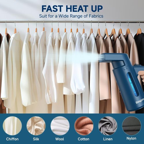 Blesgam Steamer for Clothes 180ML,Clothes Steamer, 40S Fast Heat-up Travel steamer