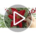 12Pcs Christmas Norfolk Pine Stems with Red Berries & Poinsettia Decorative Branches